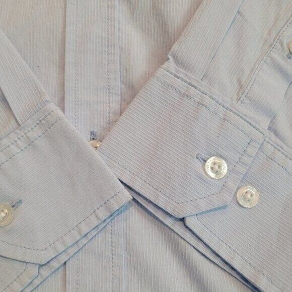 Five Four Dress Shirt Men's Sz 2XL Pinstripe Button Up Light Blue NWT - Picture 7 of 10